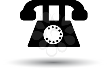 Old Phone Icon. Black on White Background With Shadow. Vector Illustration.