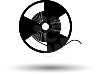 Reel Tape Icon. Black on White Background With Shadow. Vector Illustration.
