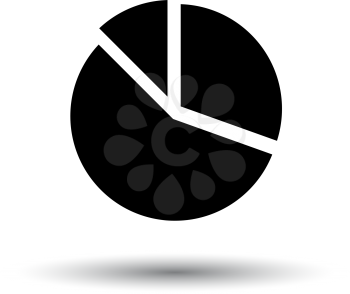 Pie Chart Icon. Black on White Background With Shadow. Vector Illustration.