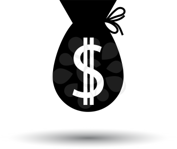 Money Bag Icon. Black on White Background With Shadow. Vector Illustration.