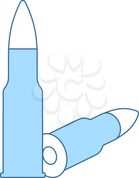 Rifle Ammo Icon. Thin Line With Blue Fill Design. Vector Illustration.
