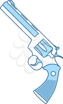 Revolver Gun Icon. Thin Line With Blue Fill Design. Vector Illustration.