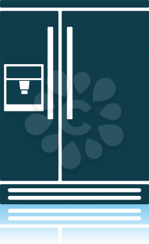 Wide Refrigerator Icon. Shadow Reflection Design. Vector Illustration.
