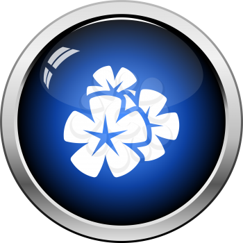 Frangipani Flower Icon. Glossy Button Design. Vector Illustration.