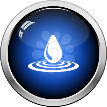 Water Drop Icon. Glossy Button Design. Vector Illustration.
