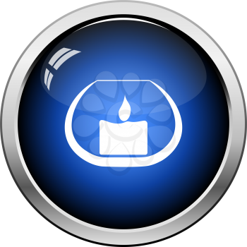 Candle In Glass Icon. Glossy Button Design. Vector Illustration.
