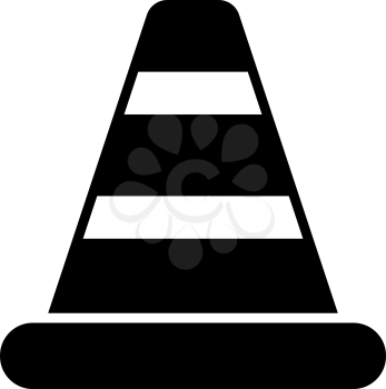 Icon Of Traffic Cone. Black Stencil Design. Vector Illustration.