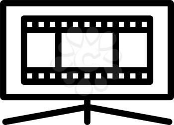 Cinema TV Screen Icon. Black Stencil Design. Vector Illustration.