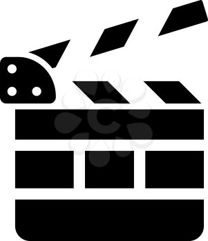 Movie Clap Board Icon. Black Stencil Design. Vector Illustration.