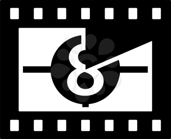 Movie Frame With Countdown Icon. Black Stencil Design. Vector Illustration.
