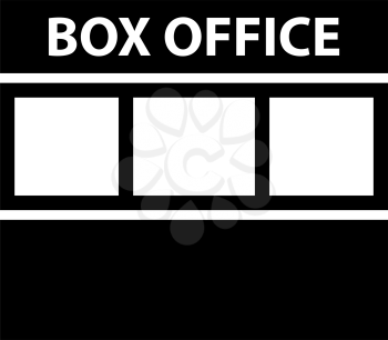 Box Office Icon. Black Stencil Design. Vector Illustration.