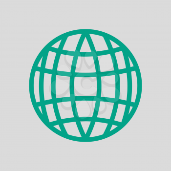 Globe Icon. Green on Gray Background. Vector Illustration.
