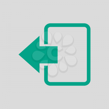 Exit Icon. Green on Gray Background. Vector Illustration.