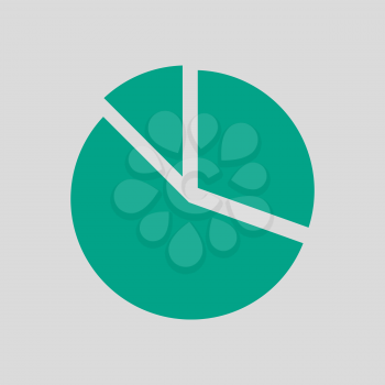 Pie Chart Icon. Green on Gray Background. Vector Illustration.