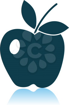 Icon Of Apple. Shadow Reflection Design. Vector Illustration.