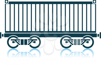 Railway Cargo Container Icon. Shadow Reflection Design. Vector Illustration.