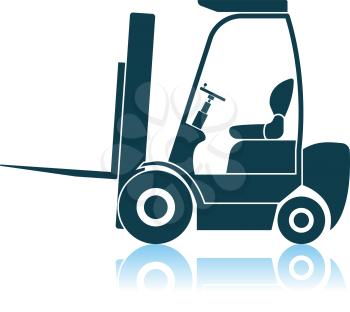 Warehouse Forklift Icon. Shadow Reflection Design. Vector Illustration.