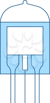Electronic Vacuum Tube Icon. Thin Line With Blue Fill Design. Vector Illustration.