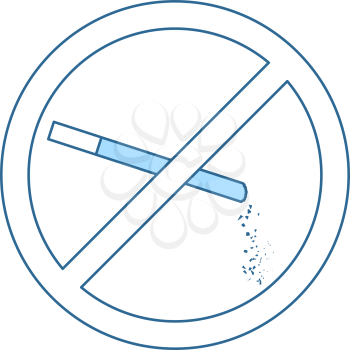 No Smoking Icon. Thin Line With Blue Fill Design. Vector Illustration.