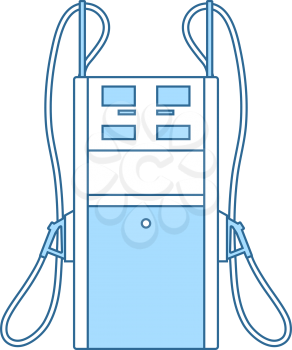 Fuel Station Icon. Thin Line With Blue Fill Design. Vector Illustration.