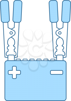 Car Battery Charge Icon. Thin Line With Blue Fill Design. Vector Illustration.