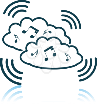 Music Cloud Icon. Shadow Reflection Design. Vector Illustration.