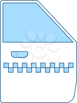 Taxi Side Door Icon. Thin Line With Blue Fill Design. Vector Illustration.