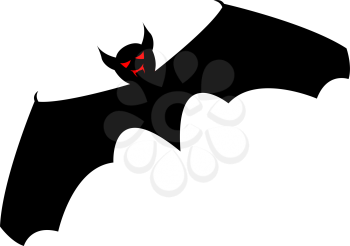 Halloween black bat with red eyes. Vector illustration.