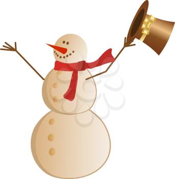 Christmas (New Year) Snowman. Fully editable vector illustration.