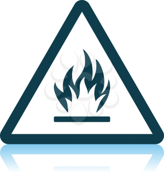 Flammable Icon. Shadow Reflection Design. Vector Illustration.
