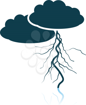 Clouds And Lightning Icon. Shadow Reflection Design. Vector Illustration.