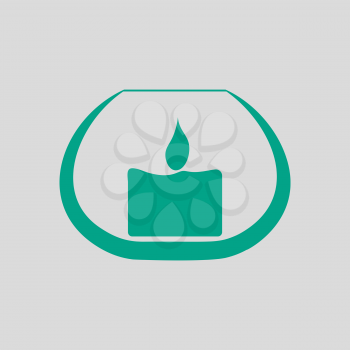 Candle In Glass Icon. Green on Gray Background. Vector Illustration.