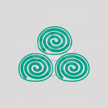 Towel Rolls Icon. Green on Gray Background. Vector Illustration.