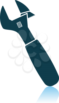 Adjustable Wrench Icon. Shadow Reflection Design. Vector Illustration.