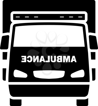 Ambulance Icon. Black Stencil Design. Vector Illustration.