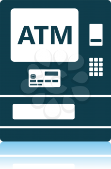 ATM Icon. Shadow Reflection Design. Vector Illustration.