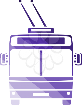 Trolleybus Icon Front View. Flat Color Ladder Design. Vector Illustration.