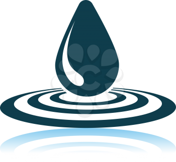 Water Drop Icon. Shadow Reflection Design. Vector Illustration.