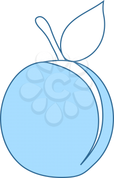 Icon Of Peach. Thin Line With Blue Fill Design. Vector Illustration.