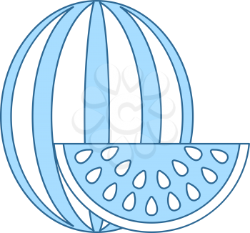 Icon Of Watermelon. Thin Line With Blue Fill Design. Vector Illustration.