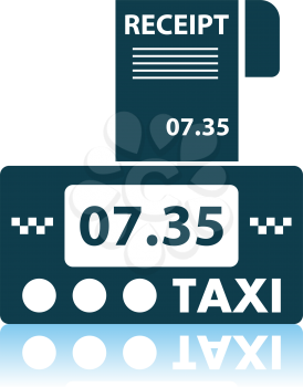 Taxi Meter With Receipt Icon. Shadow Reflection Design. Vector Illustration.
