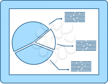 Tablet With Analytics Diagram Icon. Thin Line With Blue Fill Design. Vector Illustration.