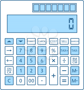 Statistical Calculator Icon. Thin Line With Blue Fill Design. Vector Illustration.