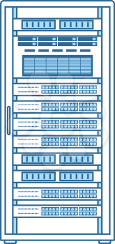 Server Rack Icon. Thin Line With Blue Fill Design. Vector Illustration.