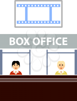 Box Office Icon. Flat Color Design. Vector Illustration.