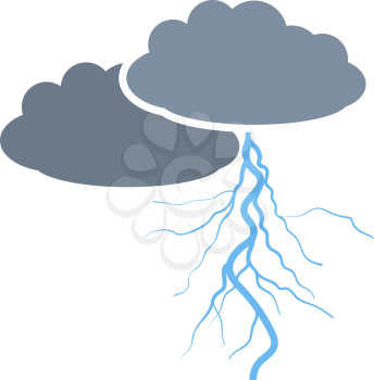 Clouds And Lightning Icon. Flat Color Design. Vector Illustration.