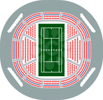 Tennis Stadium Aerial View Icon. Flat Color Design. Vector Illustration.