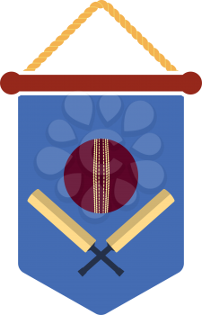 Cricket Shield Emblem Icon. Flat Color Design. Vector Illustration.