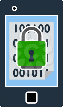 Mobile Security Icon. Flat Color Design. Vector Illustration.