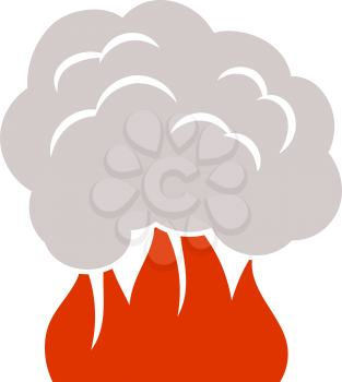 Fire And Smoke Icon. Flat Color Design. Vector Illustration.